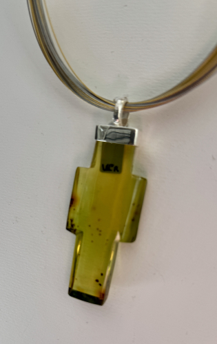 Grüner Bernstein Anhänger 925 Silber